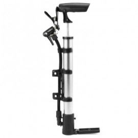 image of PORTABLE ALUMINUM BICYCLE BALL TIRE HAND AIR PUMP HIGH PRESSURE INFLATOR (SILVER)