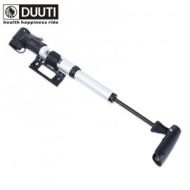 image of DUUTI BIKE BICYCLE MINI PORTABLE ALUMINUM ALLOY COMPRESSOR PUMP AIR TIRE INFLATOR (SILVER AND BLACK)