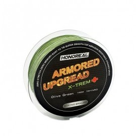image of HONOREAL 0.232MM 150M SUPER STRONG ABRASION RESISTANT LONG GREY AND GREEN COLOR 4 STRANDS FISHING LINE PE BRAIDED (OLIVE GREEN) 0