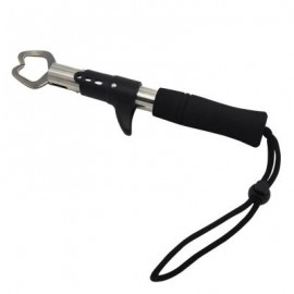 image of HONOREAL STRONG STAINLESS STEEL ONE-HANDED OPERATION FISH LIP GRIP WITH EVA HANDLE AND WRIST LANYARD (BLACK) 0