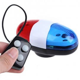 image of BICYCLE CYCLING 6 LEDS 4 LOUD SIREN SOUNDS TRUMPET HORN LIGHT BELL FOR BIKE (RED AND WHITE AND BLUE)