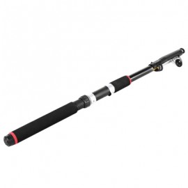 image of DURABLE FISHING ROD TELESCOPIC GLASS FIBER POLE WITH EVA HANDLE OUTDOOR TOOL (BLACK) 2.1M