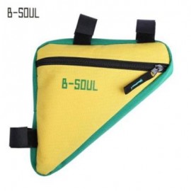image of B - SOUL BICYCLE FRONT TUBE TRIANGLE BAG OUTDOOR CYCLING ACCESSORIES (YELLOW AND GREEN)