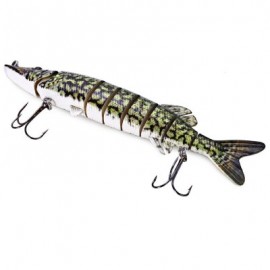 image of PIKE MUSKIE FISHING LURE BAIT LIFE-LIKE BABY MULTI-JOINTED SWIMBAIT (GREEN) S