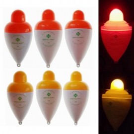 image of SENCART 6PCS FISHING STICKS LONG VERTICAL LUMINOUS NIGHT LIGHTING FISHING FLOATS BOBBER + BATTERY CR2032 (YELLOW&RED) 0