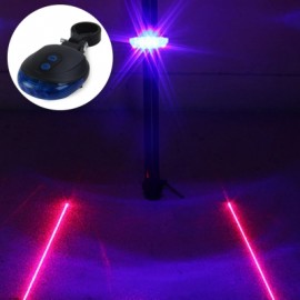 image of 3 LED LAMP CYCLING BICYCLE BIKE TAILLIGHT WARNING FLASHING LIGHT WITH DUAL LASER LINES (BLUE)