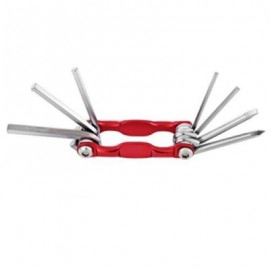 image of 7 IN 1 MULTIFUNCTIONAL FOLDING MTB CYCLING REPAIR TOOL SCREWDRIVER HEX WRENCH ALLEN KEY (RED)