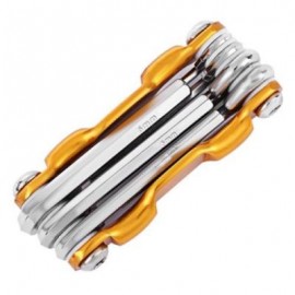 image of 7 IN 1 MULTIFUNCTIONAL FOLDING MTB CYCLING REPAIR TOOL SCREWDRIVER HEX WRENCH ALLEN KEY (GOLDEN)