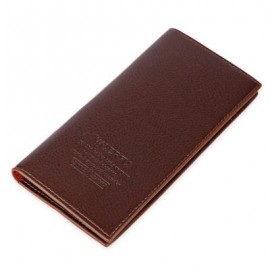 image of LICHEE PATTERN SOLID COLOR LETTER OPEN SOFT VERTICAL LONG WALLET FOR MEN (LIGHT COFFEE) VERTICAL