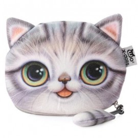 image of CARTOON CAT ZIPPER DESIGN WORKMANSHIP COIN PURSE FOR LADIES (GRAY) 15.50 x 13.00 x 1.50 cm