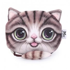 image of CARTOON CAT ZIPPER DESIGN WORKMANSHIP COIN PURSE FOR LADIES (COFFEE) 15.50 x 13.00 x 1.50 cm