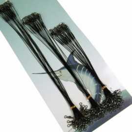 image of 60PCS/LOT 15CM/25CM/30CM FISHING LINE STEEL WIRE LEADER WITH SWIVEL INTERLOCK SNAP (BLACK) 0