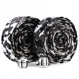 image of 2PCS CYCLING ROAD BIKE CYCLE CORK HANDLEBAR HANDLE BAR RIBBON TAPE WRAP + 2 BAR PLUG (WHITE AND BLACK)