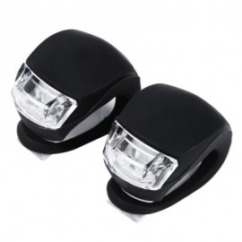 image of 2PCS BIKE HEAD FRONT REAR WHEEL LED CYCLING SILICONE WARNING FLASH LIGHT (BLACK)