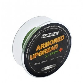 image of HONOREAL 0.232MM 300M SUPER STRONG ABRASION RESISTANT LONG GREY AND GREEN COLOR 4 STRANDS PE BRAIDED FISHING LINE (OLIVE GREEN) 0