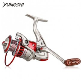 image of YUMOSHI 5.5:1 / 4.7:1 PORTABLE METAL FISHING SPINNING REEL (GRAY AND RED) DF4000