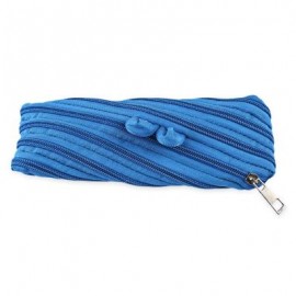 image of TRENDY BIG EYE PATTERN DESIGN ZIPPER DECORATION PURE COLOR PENCIL CASE (BLUE) 21.00 x 2.00 x 9.00 cm