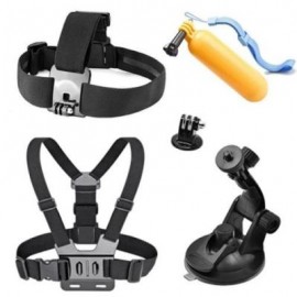 image of ACCESSORIES KIT CHEST STRAP + FLOATING MOUNT + WRIST STRAP + CAR SUCTION CUP FOR GOPRO HERO 5 / 4 / 3 + 2 / 1 WIFI UNDERWATER CAMERA (BLACK)