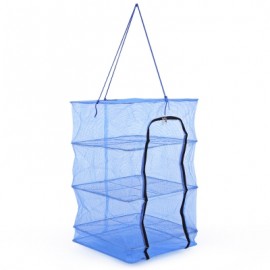 image of DURABLE FISHING VEGETABLES NET DRYING TOOL WITH SMALL MESH ZIPPER FOLDING TACKLE (BLUE) -