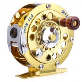 image of BF600 PORTABLE ALUMINUM CUT FLY FISHING VESSEL REELS GOLD DISK DRAG WITH RETAIL BOX (GOLDEN) -