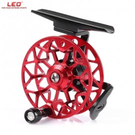 image of LEO HE50 RIGHT HAND ALUMINUM ALLOY FULL METAL ULTRA-LIGHT FORMER FLY FISHING REEL (RED WITH BLACK) -