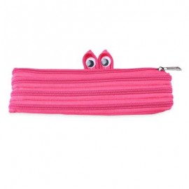 image of TRENDY BIG EYE PATTERN DESIGN ZIPPER DECORATION PURE COLOR PENCIL CASE (PLUM) 21.00 x 2.00 x 9.00 cm