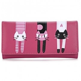 image of SWEET CAT SNAP FASTENER LONG HORIZONTAL WALLET FOR GIRL (WATERMELON RED) 18.60 x 2.70 x 9.40 cm