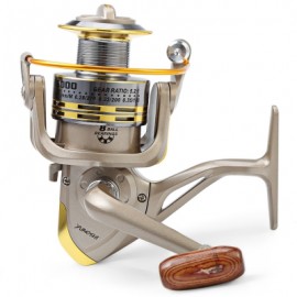 image of GS - 6000 METAL SPOOL SPINNING FISHING REEL FOLDING ARM 12-BALL BEARING 5.2 : 1 (SILVER GRAY) 6000