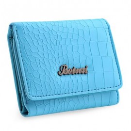 image of STYLISH CROCODILE WOMEN SHORT HORIZONTAL CASH PHOTO HOLDER CARD WALLET (BLUE) 11.80 x 3.20 x 9.70 cm