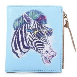 image of NICOLE BONNIE PU LEATHER LOVELY GRAFFITI WALLET CANDY COLOR PURSE (HORSE WITH GLASSES) -