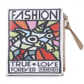 image of NICOLE BONNIE PU LEATHER LOVELY GRAFFITI WALLET CANDY COLOR PURSE (UNICORN) -