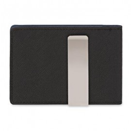 image of OPEN HORIZONTAL PU LEATHER SHORT HARD MONEY CLIP FOR MEN WOMEN (BLUE) VERTICAL