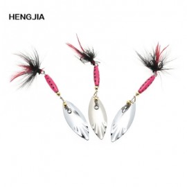 image of HENGJIA 10PCS FISHING BAIT ARTIFICIAL METAL SEQUIN FISH LURE WITH FEATHER (BLACK) -