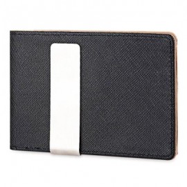 image of OPEN HORIZONTAL PU LEATHER SHORT HARD MONEY CLIP FOR MEN WOMEN (COFFEE) VERTICAL