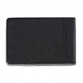 image of OPEN HORIZONTAL PU LEATHER SHORT HARD MONEY CLIP FOR MEN WOMEN (GRAY) VERTICAL