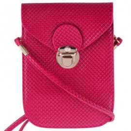 image of TRENDY PLAID SOLID LATCH DESIGN MINI BAGS FOR LADIES (DEEP RED) -