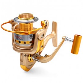 image of HF - 7000 METAL SPOOL SPINNING FISHING REEL FOLDING ARM 10-BALL BEARING 5.5 : 1 (CHAMPAGNE) 6000