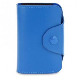 image of ACCORDION STYLE SNAP FASTENER CLOSURE LEATHER CARD HOLDER BAG (BLUE) -