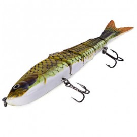 image of 5 JOINTED SECTIONS MULTI-JOINTED FISHING LURE HARD PLASTIC BAIT WITH TREBLE HOOKS (#3) -