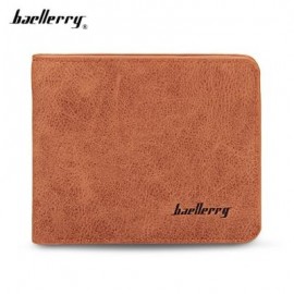 image of BAELLERRY SOLID COLOR LETTER OPEN SHORT HORIZONTAL MEN WALLET (LIGHT COFFEE) HORIZONTAL