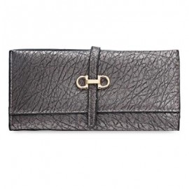 image of GUAPABIEN OLD CLASSICAL STYLE STONE PATTERN EMBELLISHMENT LADIES METAL HASP CASH WALLET (IRON GREY) -