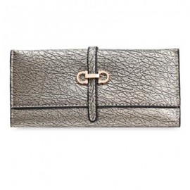 image of GUAPABIEN OLD CLASSICAL STYLE STONE PATTERN EMBELLISHMENT LADIES METAL HASP CASH WALLET (SILVER) -