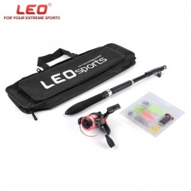 image of LEO 1.6M TELESCOPIC FISHING ROD SET WITH FISH REEL HOOK LURE TACKLE ACCESSORY (COLORMIX) -