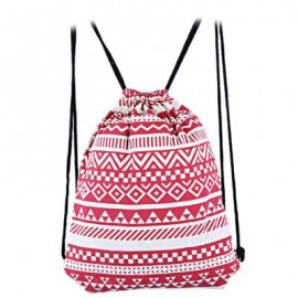 image of ETHNIC STRIPED GEOMETRIC PRINT ROPE CANVAS BACKPACK FOR WOMEN (RED) 32.90 x 0.50 x 41.00 cm