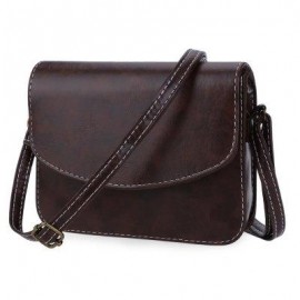 image of MINI WOMEN SHOULDER BAG IMITATION LEATHER MESSENGER PACKET SATCHEL HANDBAGS (DEEP BROWN) HORIZONTAL