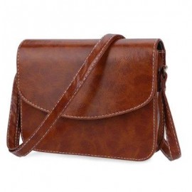 image of MINI WOMEN SHOULDER BAG IMITATION LEATHER MESSENGER PACKET SATCHEL HANDBAGS (LIGHT BROWN) HORIZONTAL