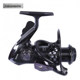 image of FISHDROPS HOLLOW-OUT SPINNING REEL FISHING TACKLE LURE WITH EXCHANGEABLE HANDLE (BLACK) BE3000