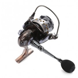 image of LIEYUWANG 13 + 1BB METAL FLORAL PATTERN SPINNING REEL FISHING TACKLE WITH FOLDABLE HANDLE (AMBER) HA6000
