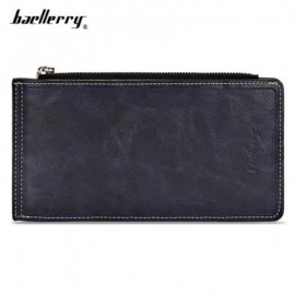 image of BAELLERRY SOLID COLOR ZIPPER HASP DESIGN VERTICAL THIN LONG WALLET FOR MEN WOMEN (DEEP BLUE) -