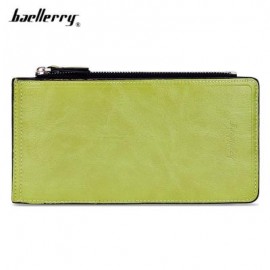 image of BAELLERRY SOLID COLOR ZIPPER HASP DESIGN VERTICAL THIN LONG WALLET FOR MEN WOMEN (GREEN) -